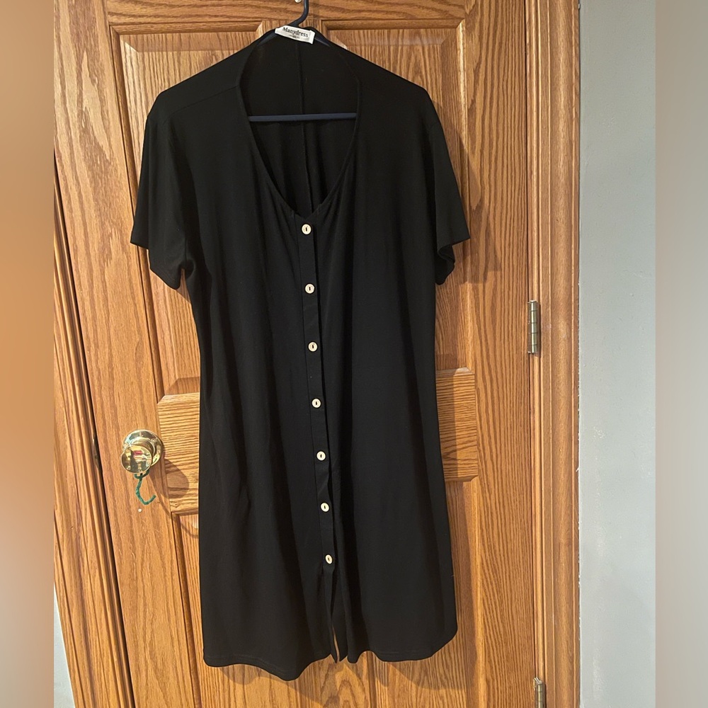 Black Casual Button Dress